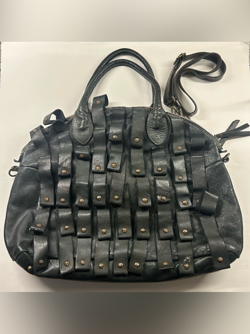 Costanza Rota Italian Leather Large Leather Studded Tassel Tote Bag